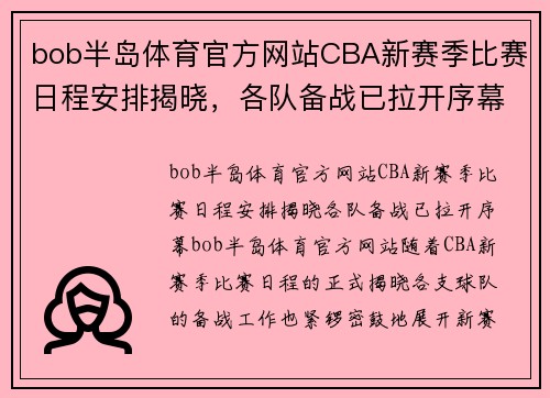 bob半岛体育官方网站CBA新赛季比赛日程安排揭晓，各队备战已拉开序幕 - 副本 (2)