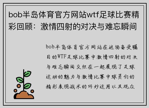 bob半岛体育官方网站wtf足球比赛精彩回顾：激情四射的对决与难忘瞬间