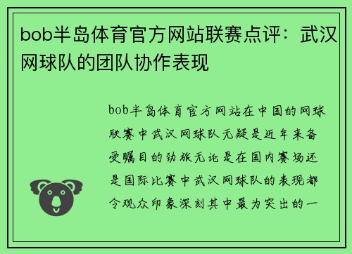 bob半岛体育官方网站联赛点评：武汉网球队的团队协作表现